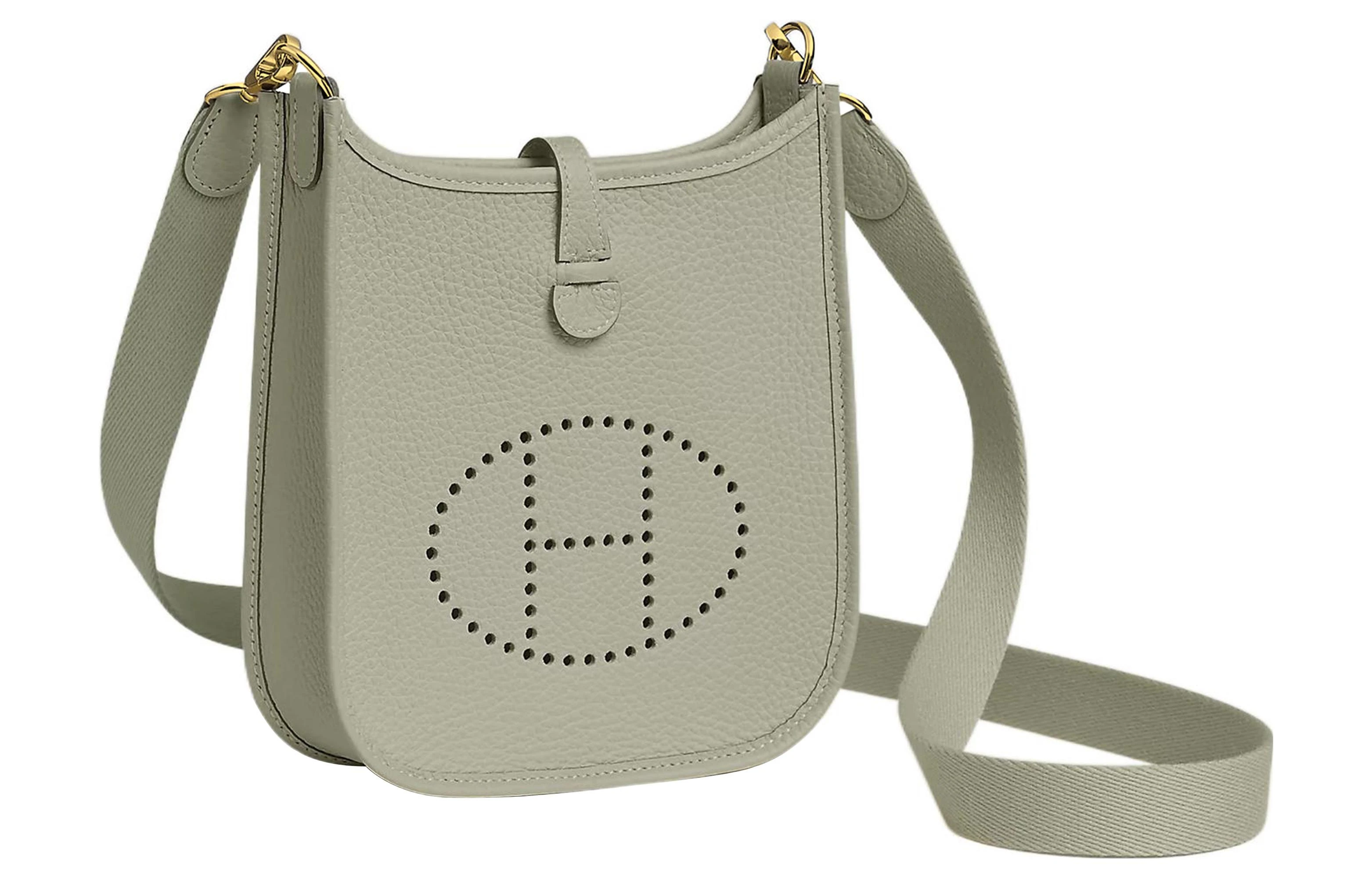 商品[国内直发] Hermes|爱马仕 Evelyne 16 金扣 Clemence牛皮 单肩斜挎包 迷你 女款 冰晶灰,价格¥26389,第5张图片详细描述
