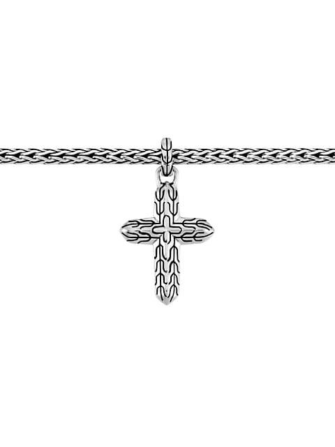 Classic Chain Sterling Silver Cross Charm Mini-Chain Bracelet商品第2张图片规格展示