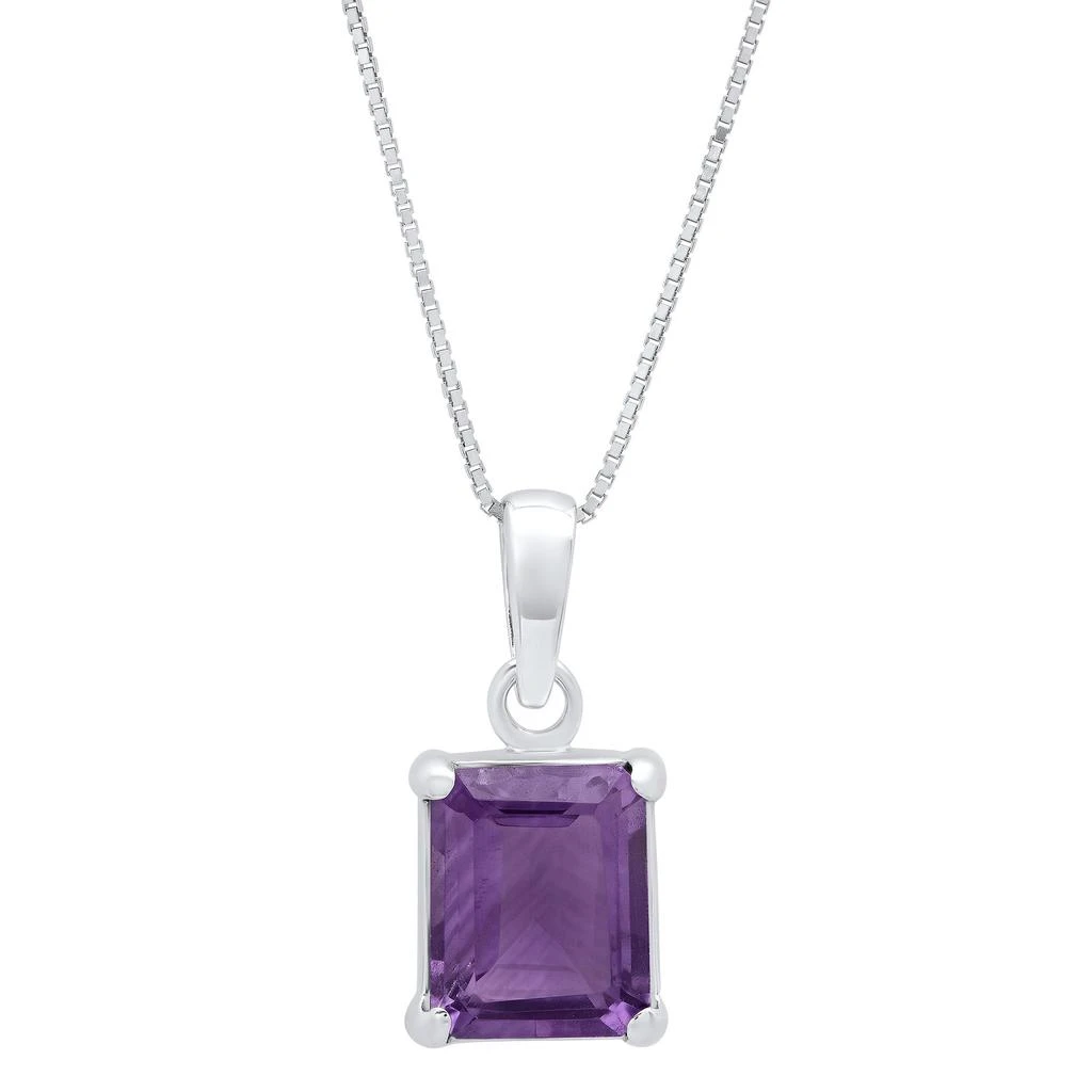 商品MAXCOLOR|Sterling Silver 8x10 Emerald Cut Gemstone Pendant,价格¥396,第3张图片详细描述