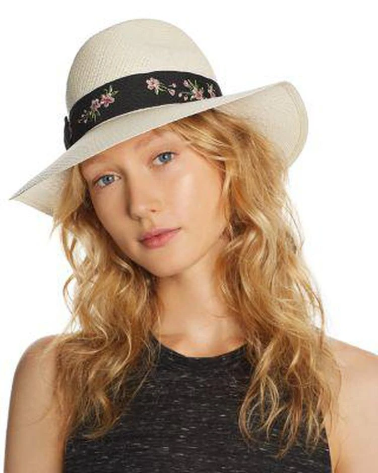商品AQUA|Embroidered-Trim Panama Hat - 100% Exclusive,价格¥344,第1张图片