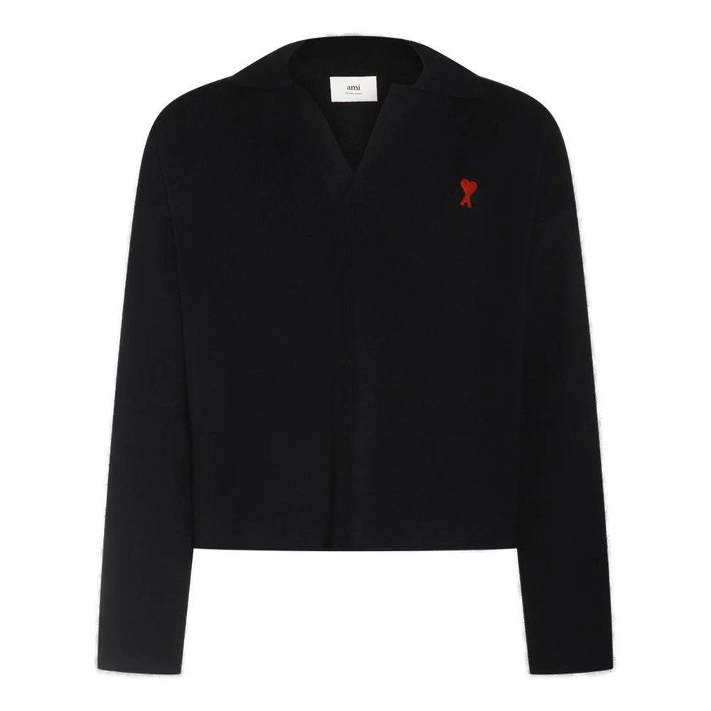 商品AMI|AMI Paris Ami de Coeur Long-Sleeved Knitted Polo Shirt,价格¥2395,第1张图片