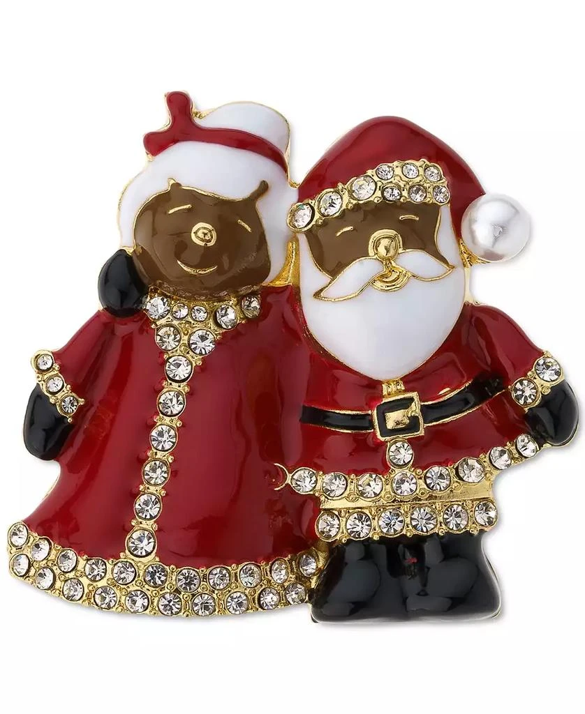 商品Charter Club|Gold-Tone Pavé & Imitation Pearl Mr. & Mrs. Santa Claus Pin, Created for Macy's,价格¥110,第1张图片