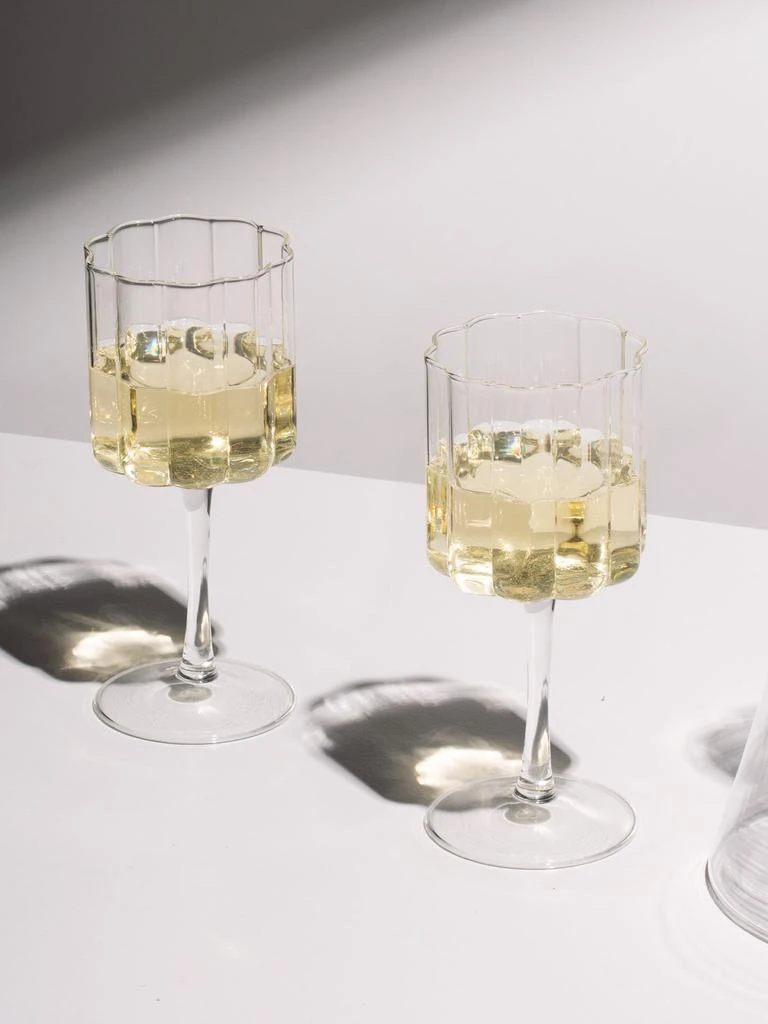 商品FAZEEK|Set Of 2 Wave Wine Glasses,价格¥838,第1张图片详细描述