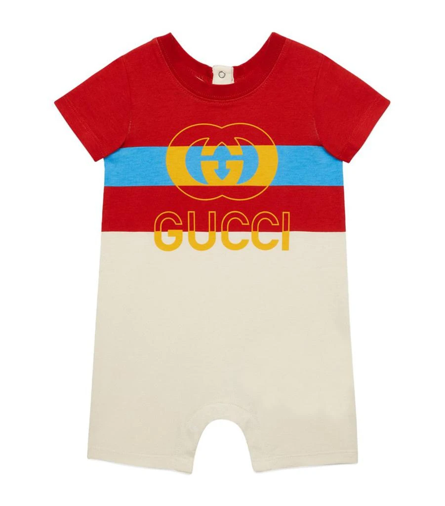 商品Gucci|Web Stripe Logo Playsuit (0-24 Months),价格¥1945,第1张图片
