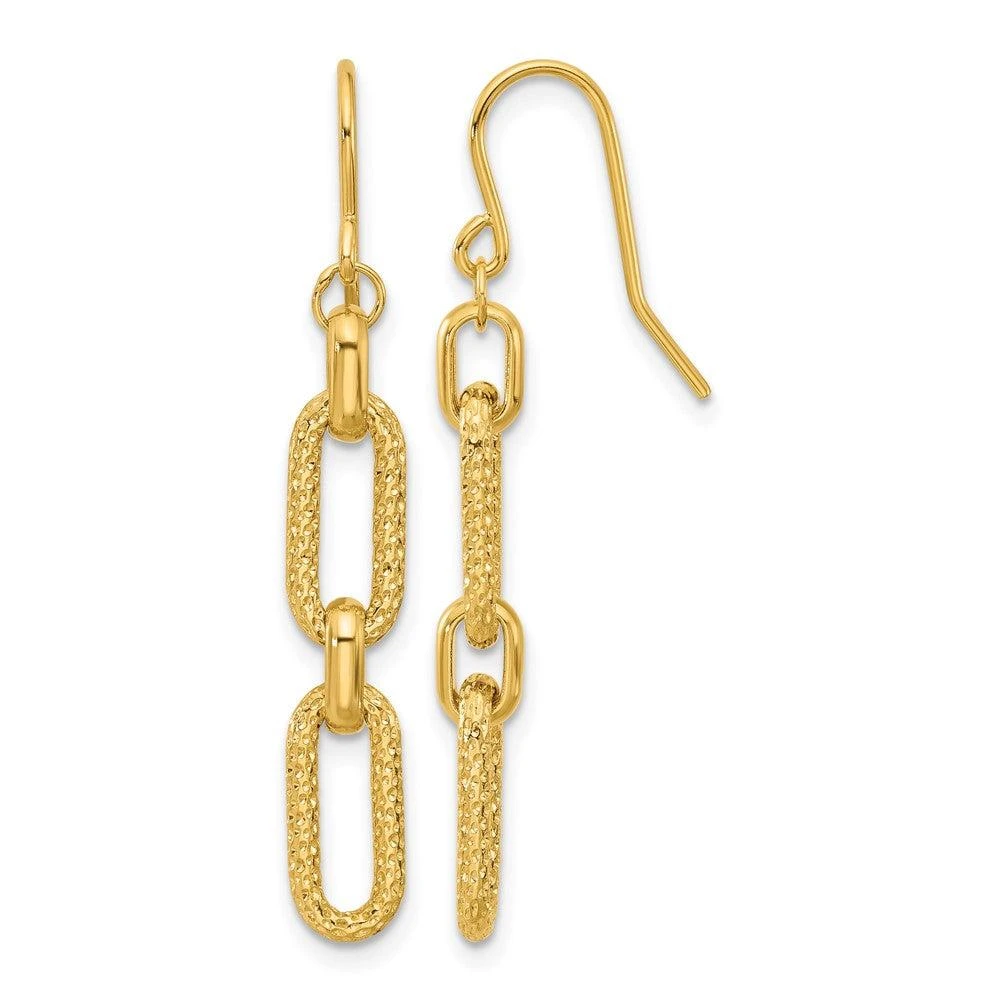 商品Diamond2Deal|14K Yellow Gold Diamond-cut Link Drop Dangle Earrings,价格¥3895,第1张图片