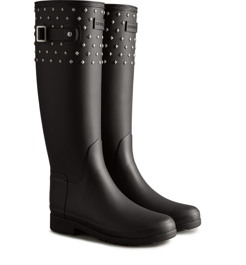 商品Hunter|Refined Stud Waterproof Tall Rain Boot,价格¥674,第1张图片