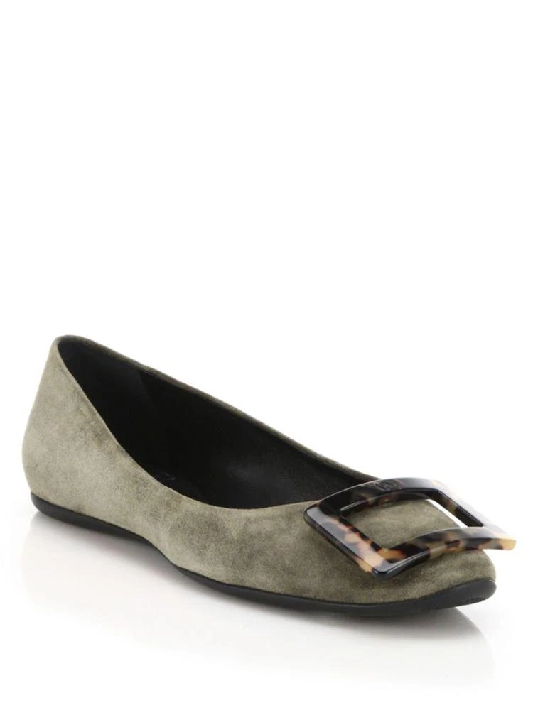 商品Roger Vivier|Gommette Tortoiseshell-Buckle Suede Ballet Flats,价格¥4693,第1张图片