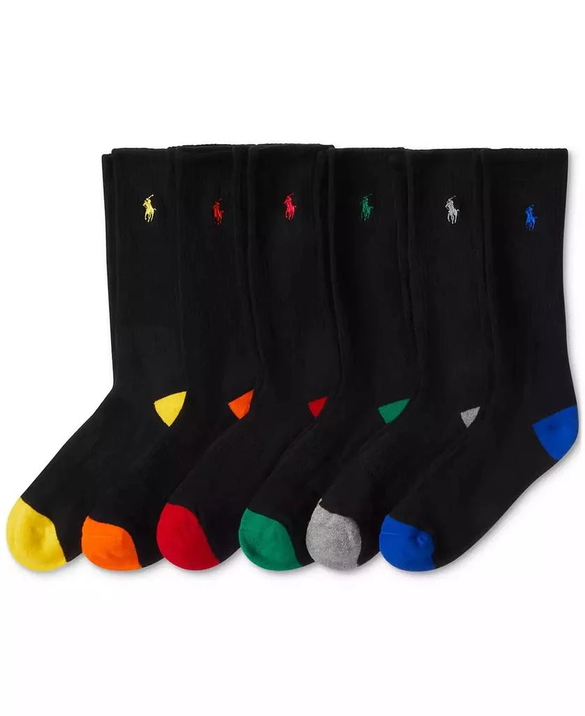 商品Ralph Lauren|Men's 6-Pk. Performance Colored Heel Toe Crew Socks,价格¥225,第2张图片详细描述