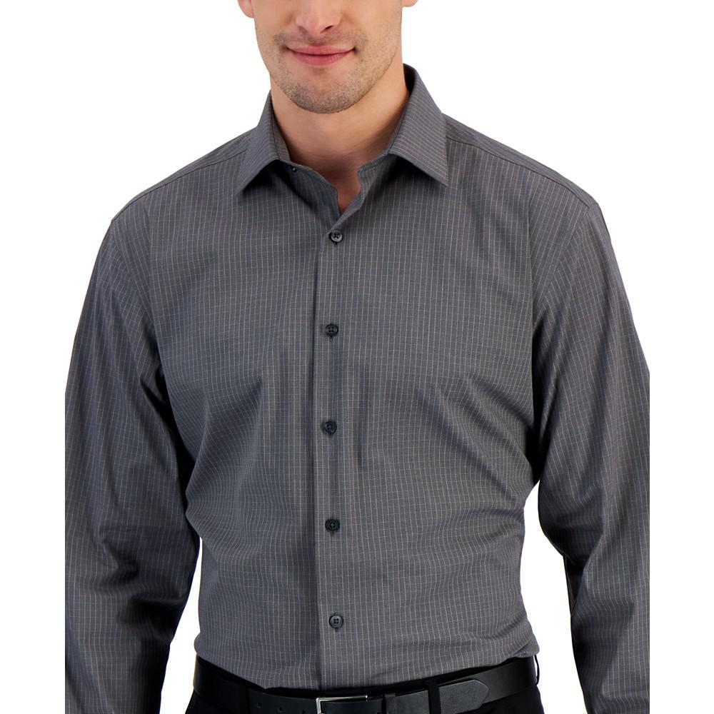 Men's Regular Fit 2-Way Stretch Stain Resistant Stretch Check Dress Shirt, Created for Macy's商品第3张图片规格展示