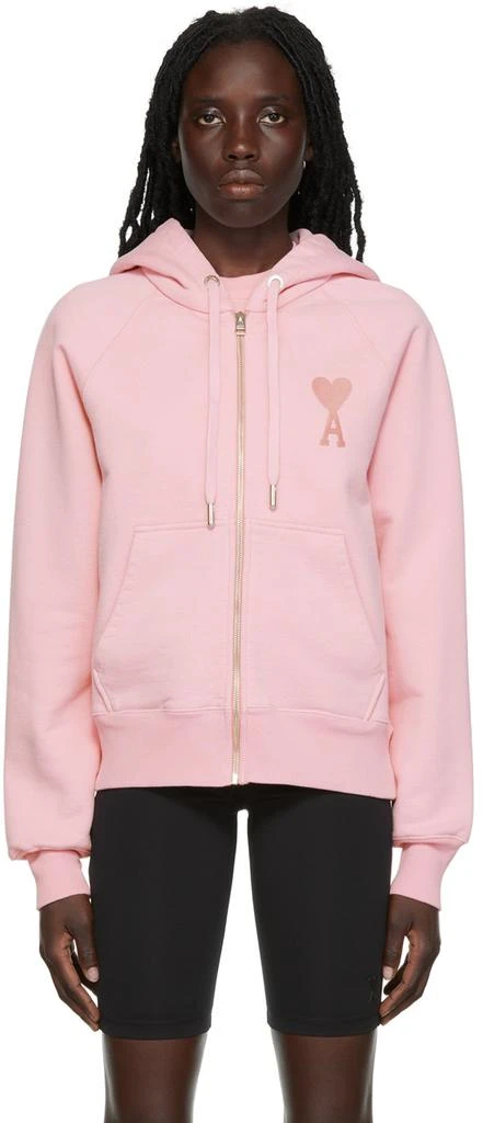 商品AMI|Pink Ami de Cœur Zipped Hoodie,价格¥1488,第1张图片