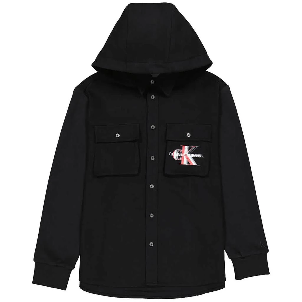 商品Calvin Klein|Men's Black Fleece Hooded Overshirt,价格¥490,第1张图片