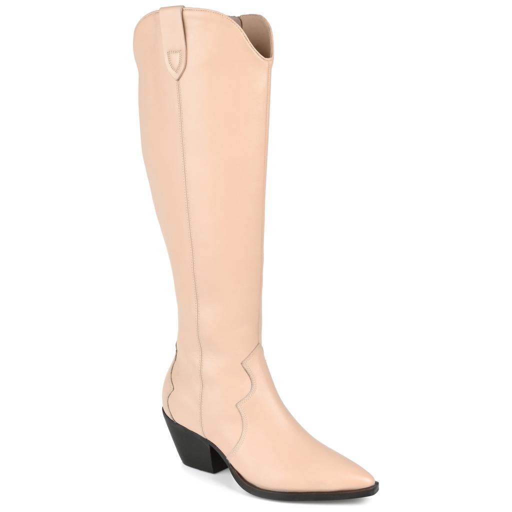Botas de cano alto para mulher Pryse em pele genuína com bico amendoado e calçar. image 2