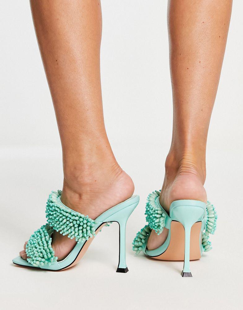 Topshop Rex beaded heeled sandal in turquoise商品第2张图片规格展示