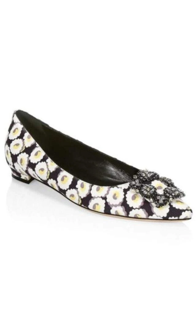 商品Manolo Blahnik|Crystal Brooch Floral Print Flats,价格¥5246,第3张图片详细描述