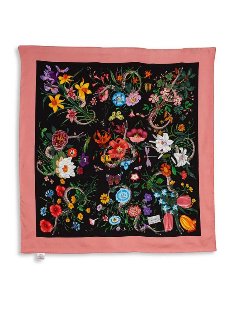 商品Gucci|Foulard Flora Snake Silk Scarf,价格¥1113,第2张图片详细描述