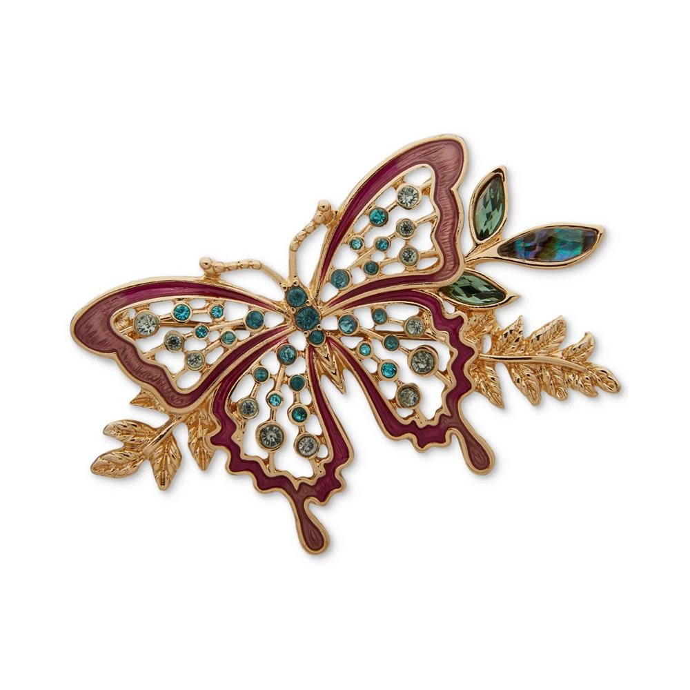 商品Anne Klein|Gold-Tone Mixed Stone Openwork Butterfly Pin,价格¥105,第1张图片