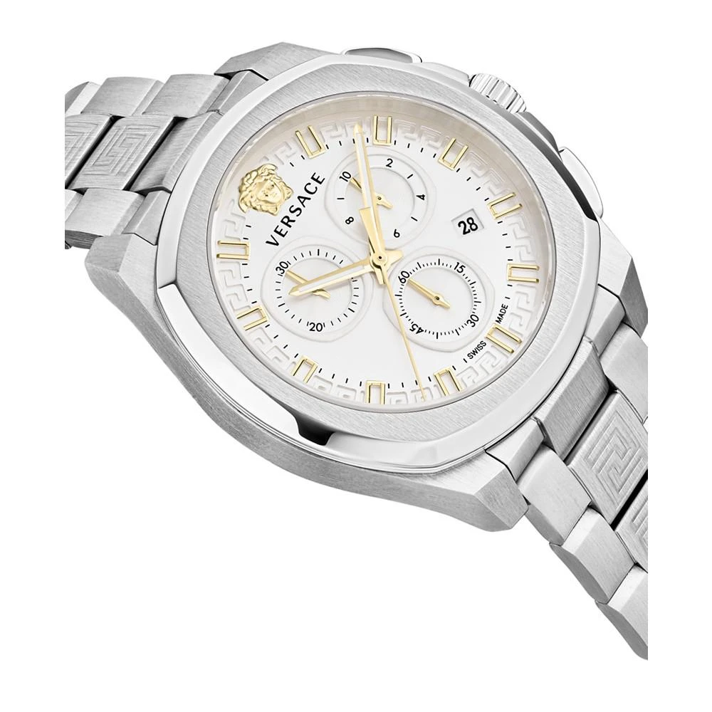 商品Versace|Men's Swiss Chronograph Geo Stainless Steel Bracelet Watch 43mm,价格¥10507,第3张图片详细描述