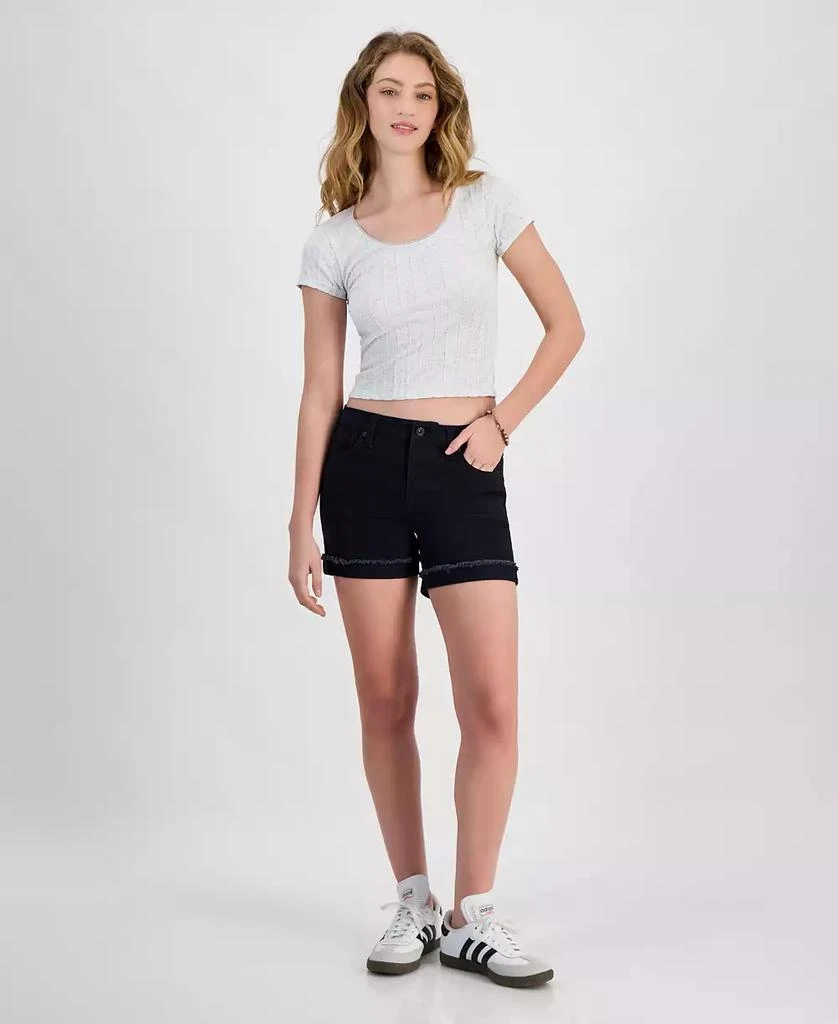 商品Celebrity Pink|Juniors Mid Rise Frayed Cuff Shorts,价格¥111,第1张图片