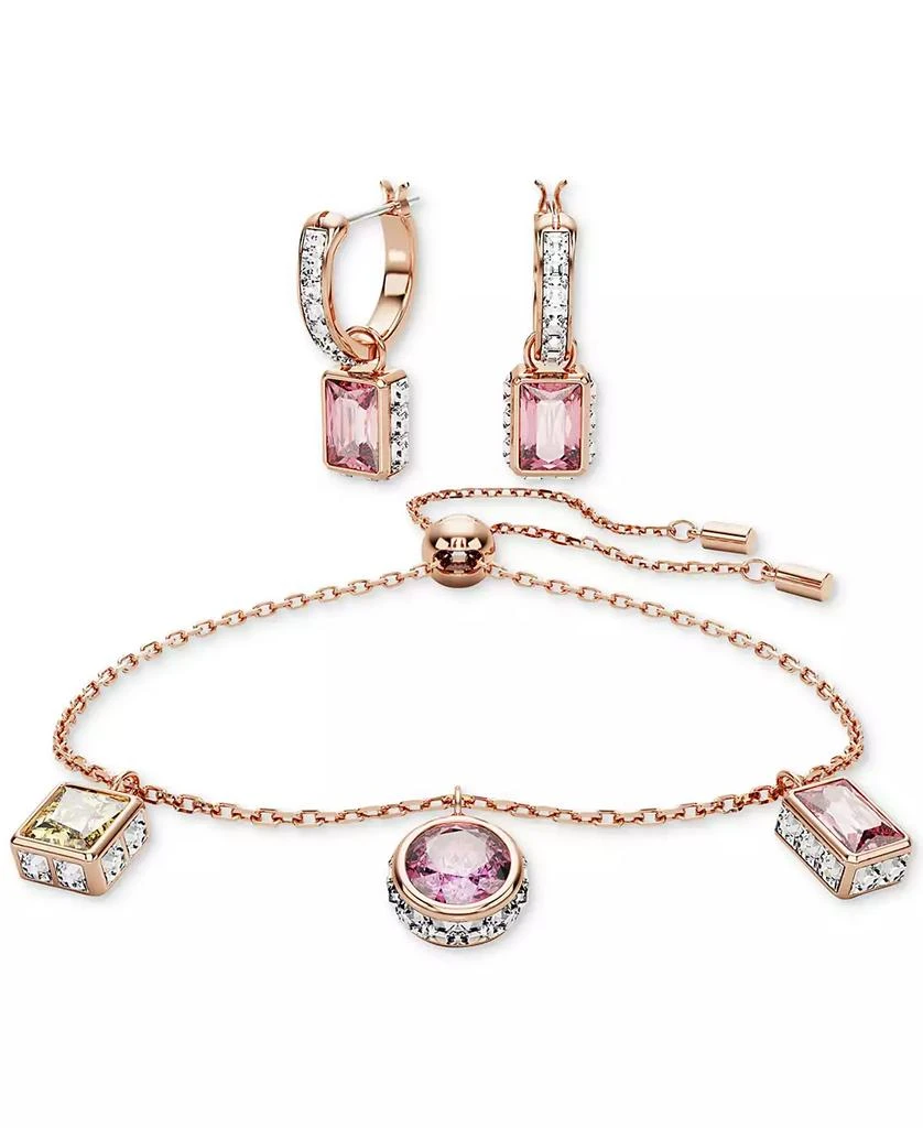 商品Swarovski|Rose Gold-Tone Mixed Crystal Charm Slider Bracelet & Hoop Earrings Set,价格¥1200,第1张图片