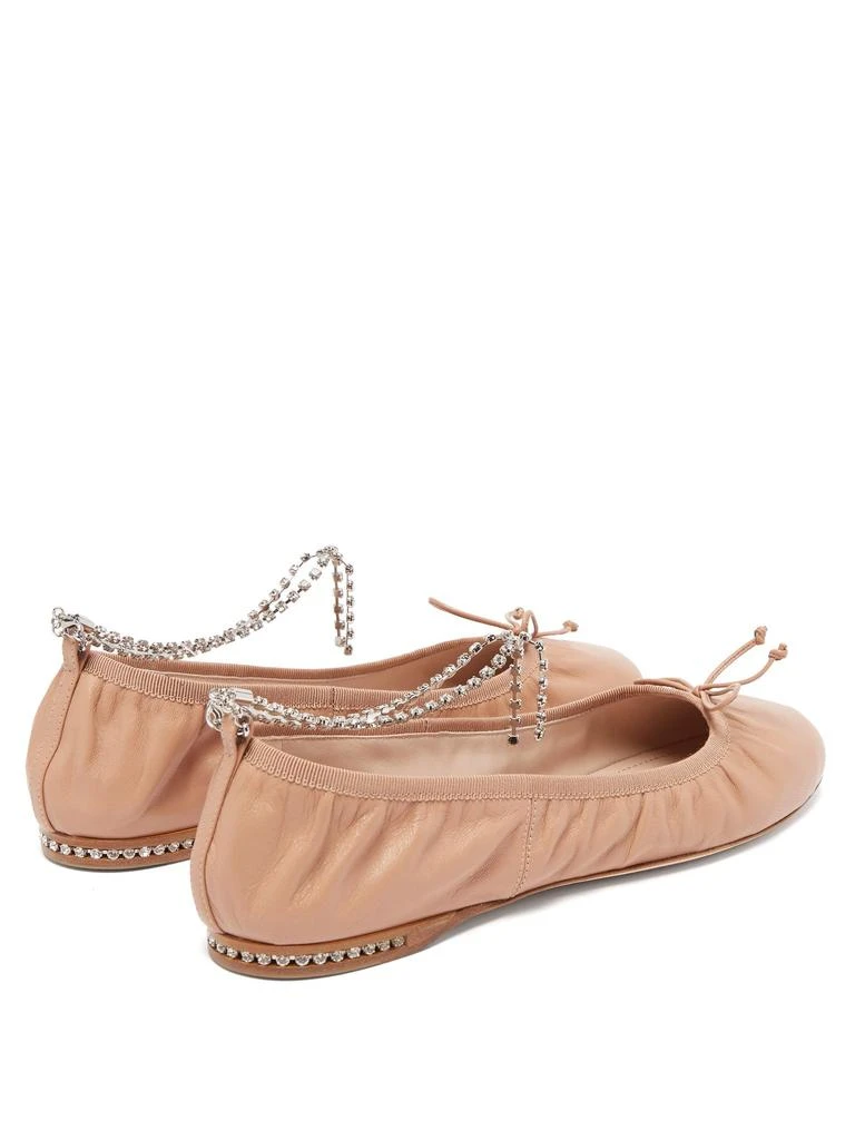 商品Miu Miu|Crystal-anklet leather ballet flats,价格¥1818,第4张图片详细描述