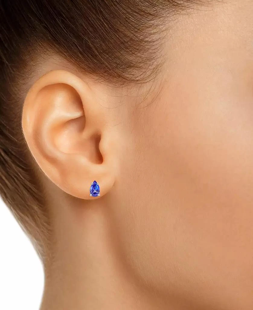 商品Macy's|Tanzanite Pear-Shape Stud Earrings (3/8 ct. t.w.) in 14k White Gold (Also in Emerald, Ruby & Sapphire),价格¥1636,第4张图片详细描述