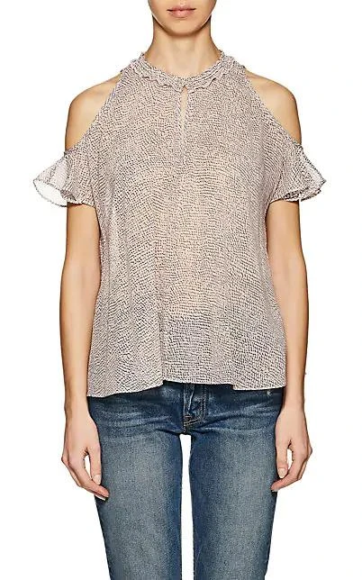 商品Derek Lam|Mosaic-Print Silk Chiffon Blouse,价格¥402,第1张图片