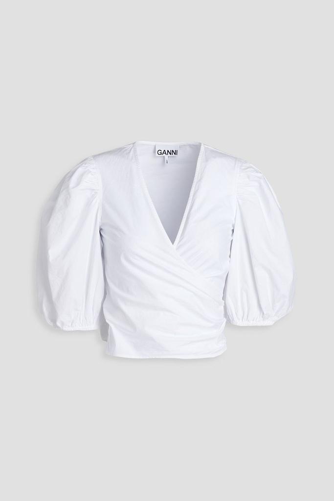 商品Ganni|Tie-back organic cotton wrap top,价格¥430,第5张图片详细描述