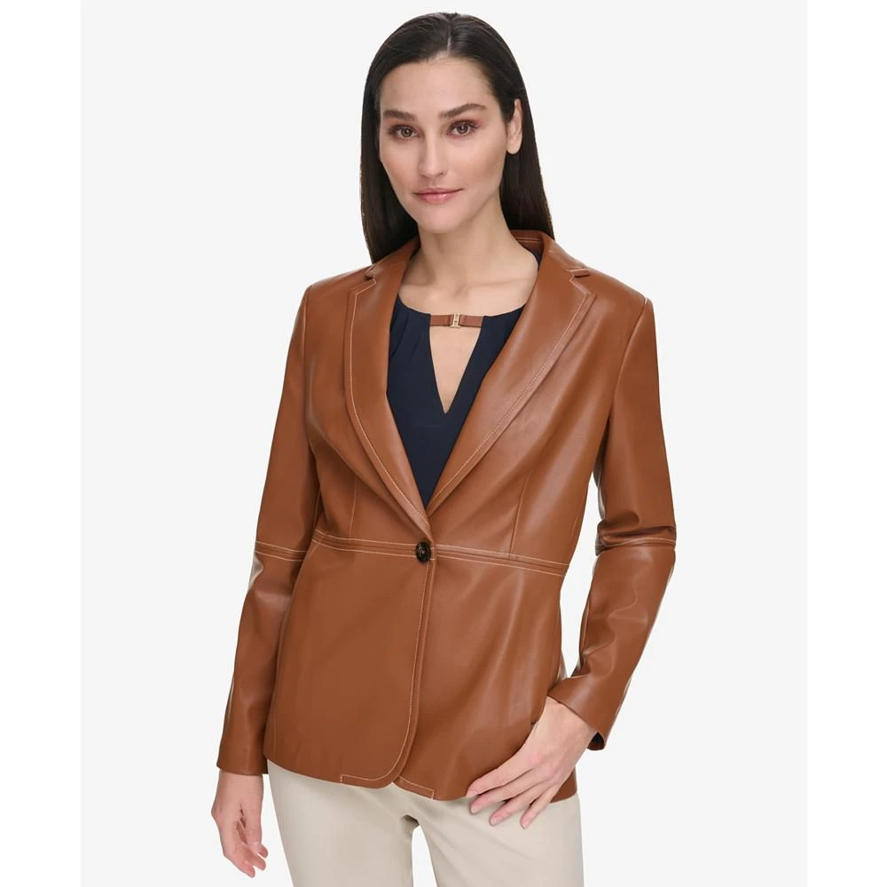 商品Tommy Hilfiger|Women's One-Button Faux Leather Blazer,价格¥268,第4张图片详细描述