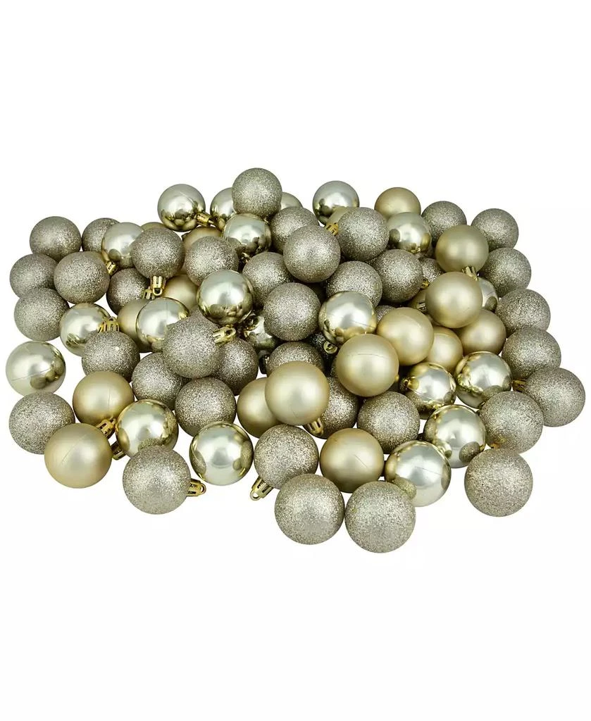 商品Northlight|96 Count Champagne Shatterproof 4- Finish Christmas Ball Ornaments 40mm Set, 1.5",价格¥340,第1张图片