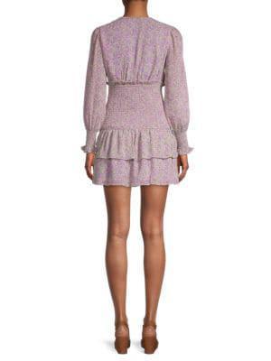 商品Lush|Floral-Print Smocked Mini Dress,价格¥149,第4张图片详细描述