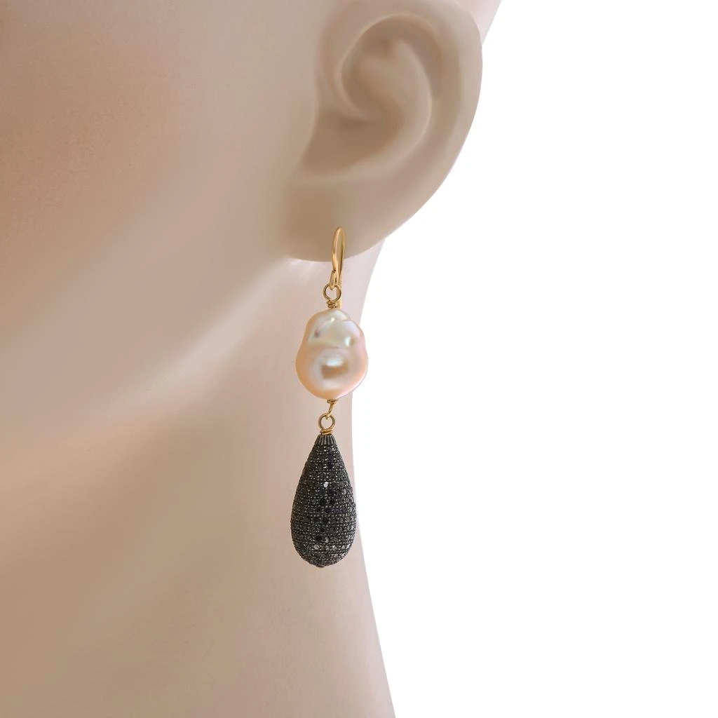 商品Zydo|Zydo Sterling Silver, Black Diamond 12.80ct. tw. and Pearl 12mm Drop Earrings,价格¥19024,第2张图片详细描述