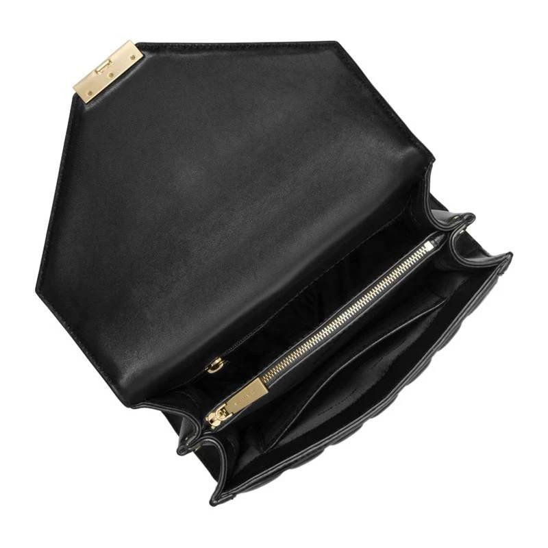 商品[国内直发] Michael Kors|Michael Kors 迈克·科尔斯 MK女包 牛皮金色标徽单肩斜挎包 黑色30F8GXIL3T BLACK,价格¥1906,第4张图片详细描述