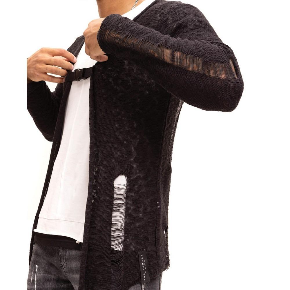 商品RON TOMSON|Men's Modern Buckled Long Cardigan Sweater,价格¥1098,第6张图片详细描述