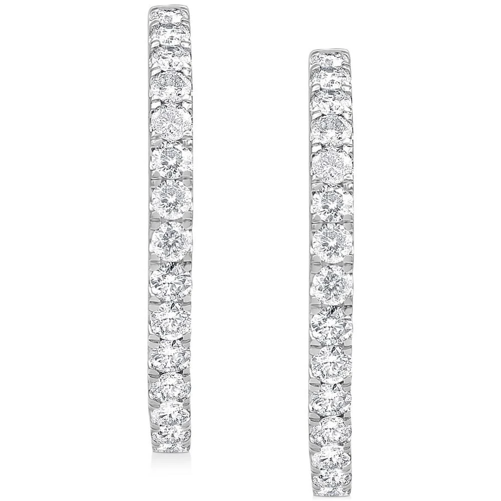 商品Macy's|Diamond In & Out Hoop Earrings (3 ct. t.w.) in 14k White Gold,价格¥53275,第2张图片详细描述