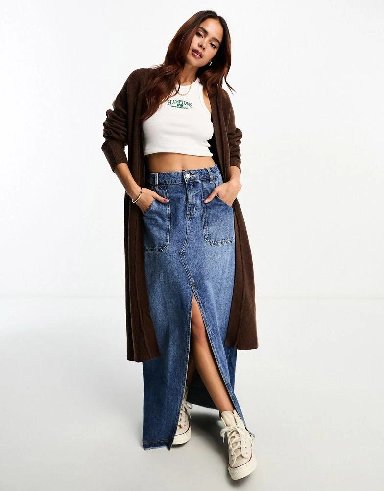 商品ASOS|ASOS DESIGN maxi cardigan in brown,价格¥246,第1张图片