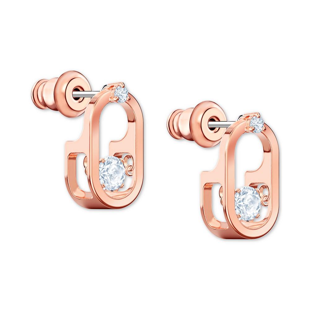 Rose Gold-Tone Crystal Oval Stud Earrings商品第3张图片规格展示