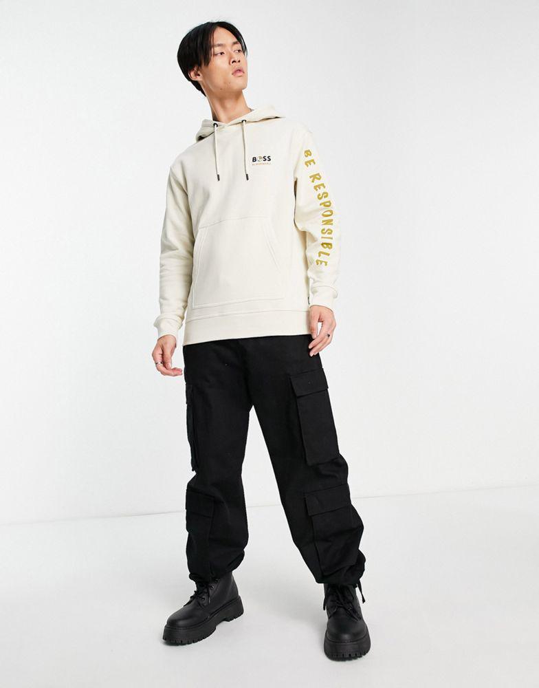 商品Hugo Boss|BOSS Casual Wegenerated hoodie in open white with back print,价格¥1587,第5张图片详细描述