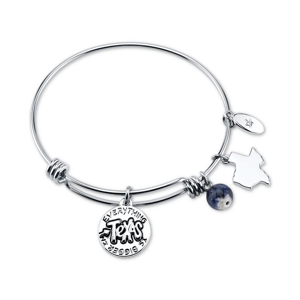 商品Unwritten|"Texas Girl" and Sodalite (8mm) Bangle Bracelet in Stainless Steel Silver Plated Charms,价格¥145,第2张图片详细描述