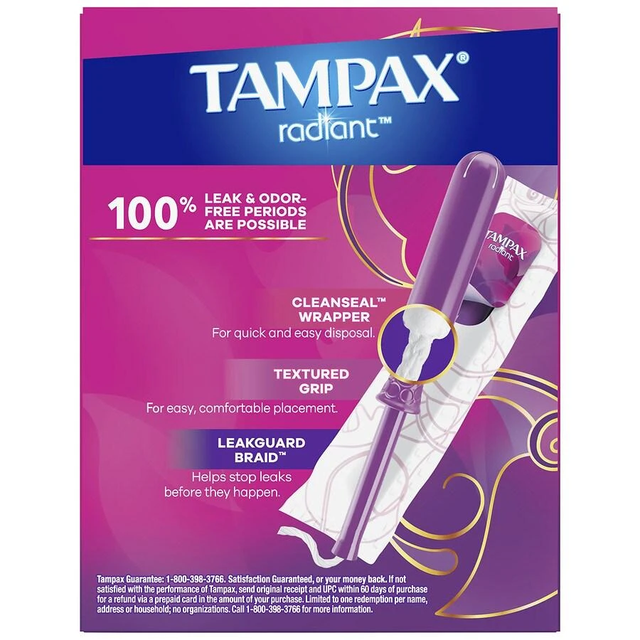 商品Tampax|Tampons with BPA-Free Plastic Applicator and LeakGuard Braid No scent,价格¥59,第2张图片详细描述