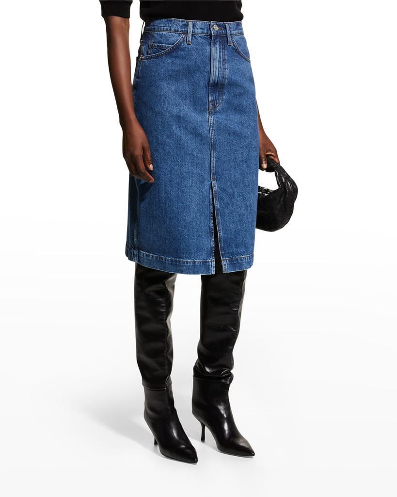 商品FRAME|Split-Hem Denim Midi Skirt,价格¥613,第1张图片