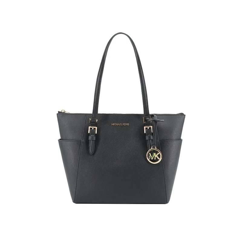 商品Michael Kors|Michael Kors 奥莱款CHARLOOTE 大号女士牛皮革单肩手提tote包 35T0GCFT7L BLACK,价格¥1050,第1张图片