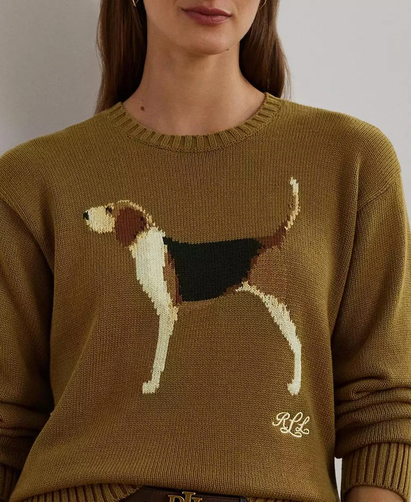 商品Ralph Lauren|Women's Intarsia-Knit Beagle Cotton Sweater,价格¥384,第3张图片详细描述