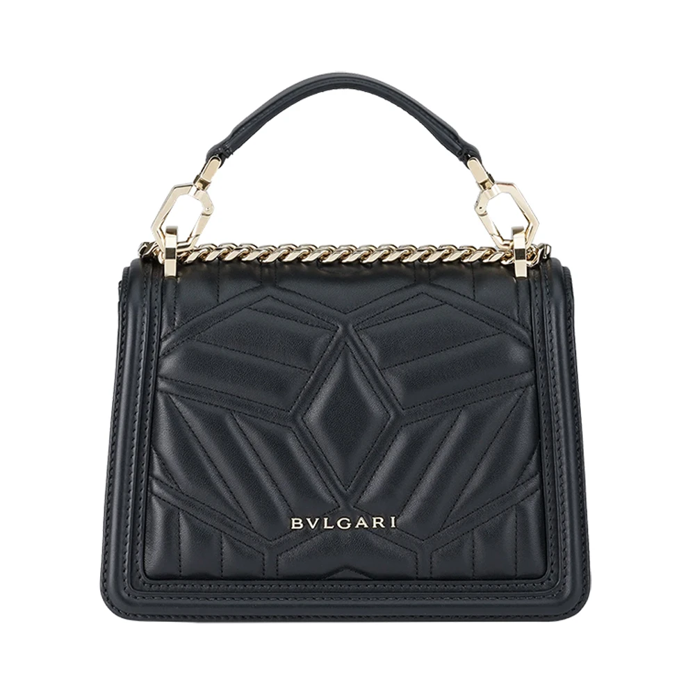 BVLGARI 女士黑色纳帕皮包绗缝图案饰有黑色珐琅蛇头搭扣链条单肩斜挎包 291007 商品