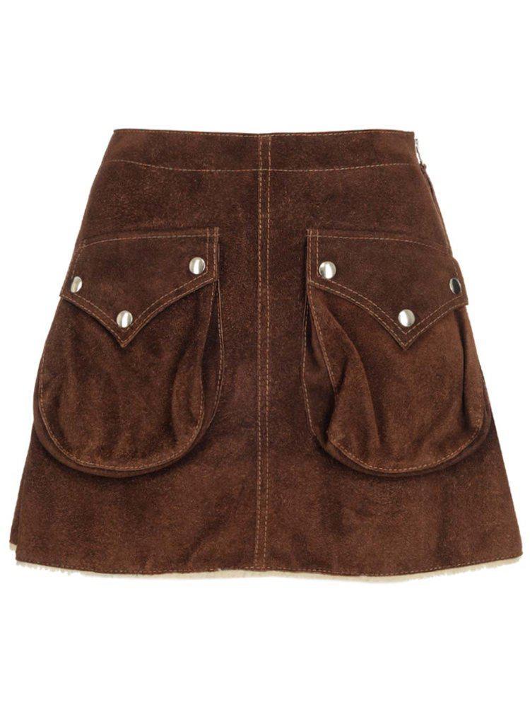 商品MAISON MARGIELA|MM6 Maison Margiela Suede Pocket-Detail Mini Skirt,价格¥5527,第1张图片