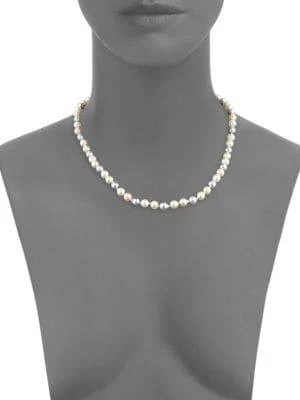 商品BELPEARL|14K Yellow Gold & Multicolor Round Akoya Cultured Pearl Necklace,价格¥1427,第2张图片详细描述