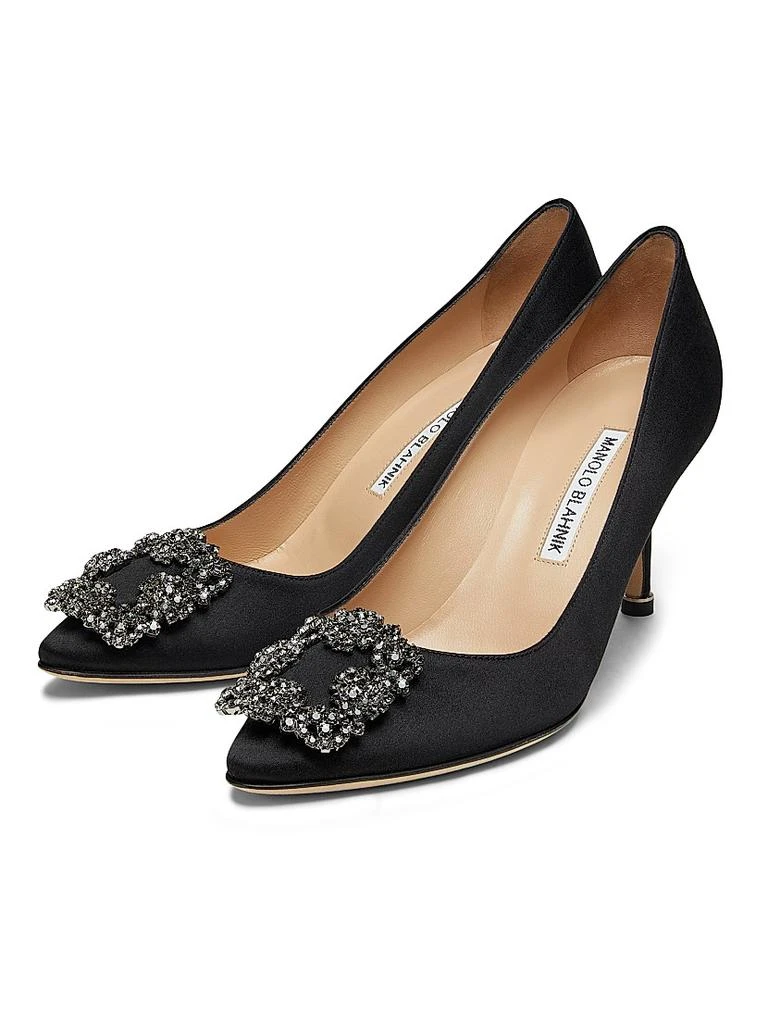 商品Manolo Blahnik|Hangisi 70MM Crystal-Embellished Satin Pumps,价格¥9658,第2张图片详细描述