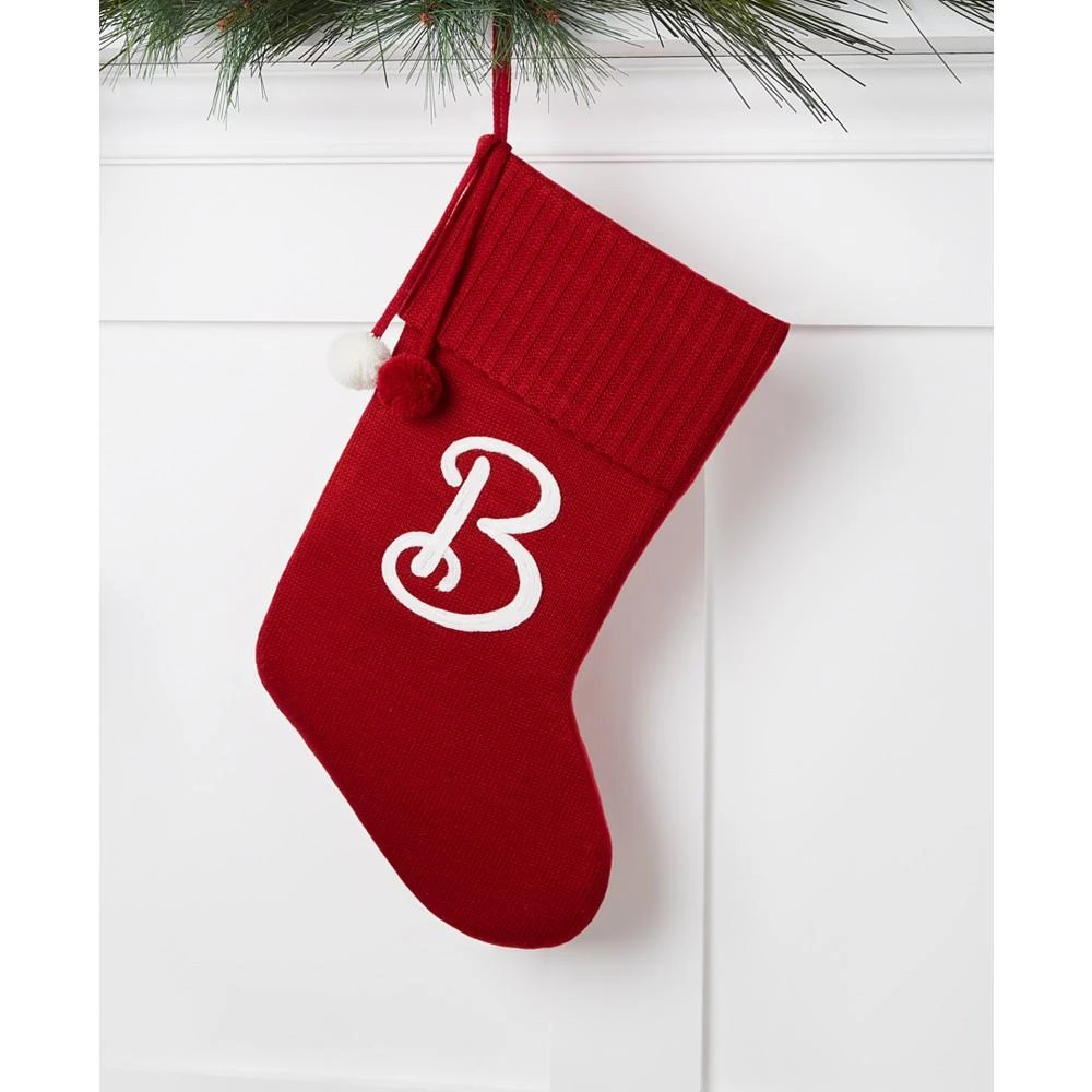 商品Macy's|Stocking Red Base White Letter Knitted Initial with Pom Pom, Created for Macy's,价格¥30,第2张图片详细描述