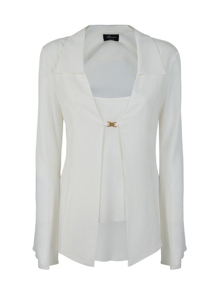 商品BLUMARINE|Blumarine Flared Sleeve Buckled Top,价格¥5103,第1张图片