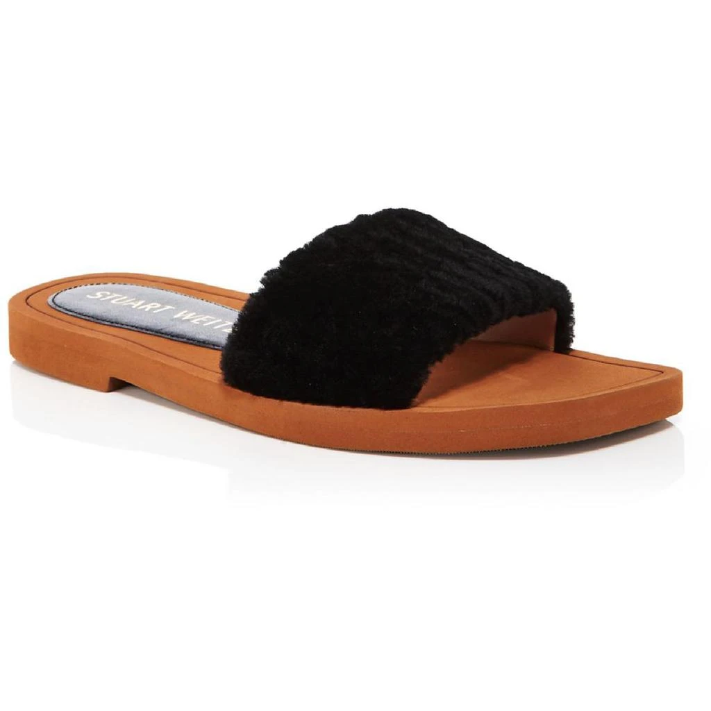 商品Stuart Weitzman|Stuart Weitzman Womens Cammy Faux Shearling Slip On Slide Sandals,价格¥211,第1张图片