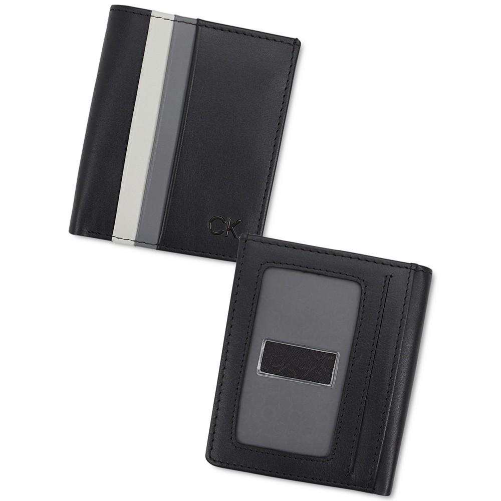 Men's Leather Colorblocked RFID Duofold Wallet商品第5张图片规格展示